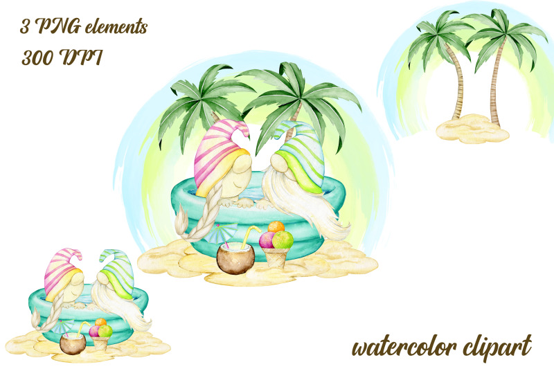 watercolor-summer-gnomes-clipart-beach-gnomes-png-birthday-clipart