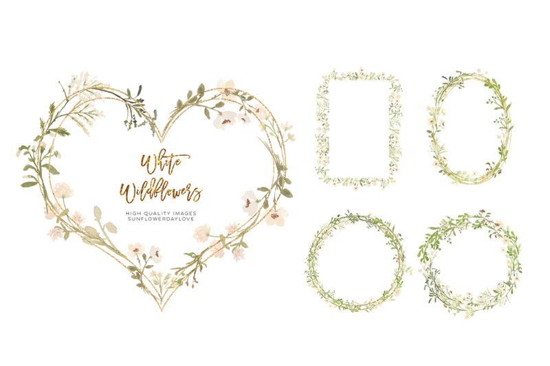 frame-white-wildflowers-clipart-geometric-clipart-botanical