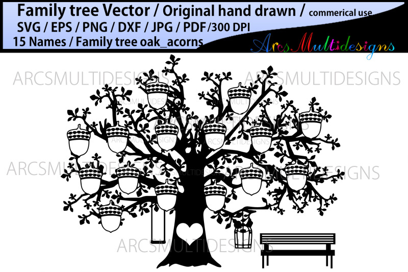 15-acorns-family-tree-template