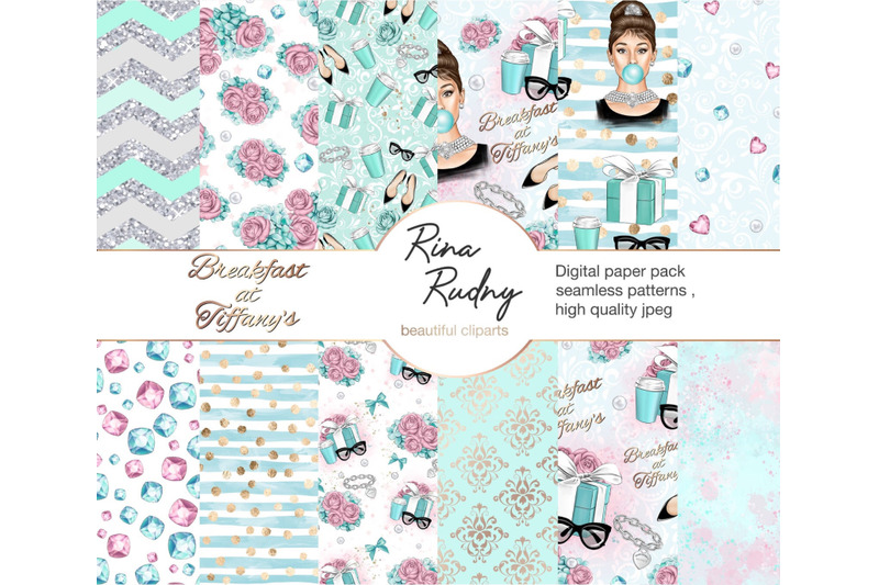 audrey-hepburn-digital-paper-tiffany-paper-holly-golightly-paper