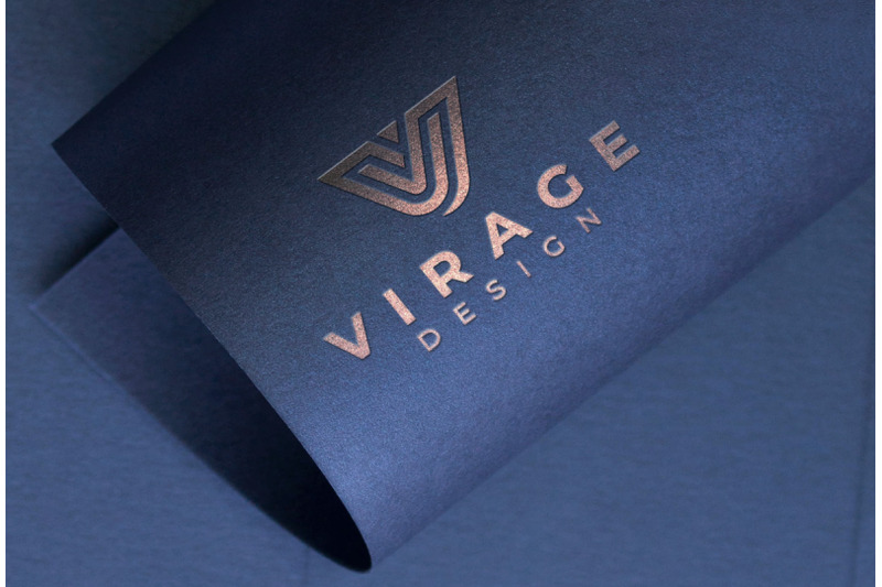 logo-mockup-rose-gold-metallic-logo-on-blue-paper-foil-stamping