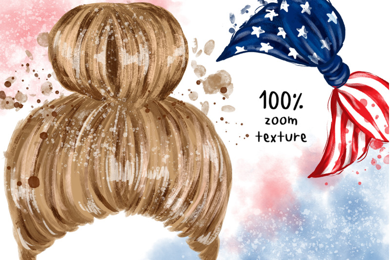 4th-of-july-messy-bun-hair-clip-art