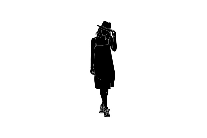 vector-illustration-of-fashionable-woman-with-dress-and-sneaker