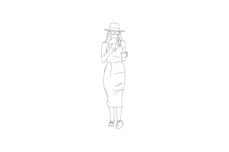 vector-illustration-of-elegant-woman-with-skirt-holding-handphone