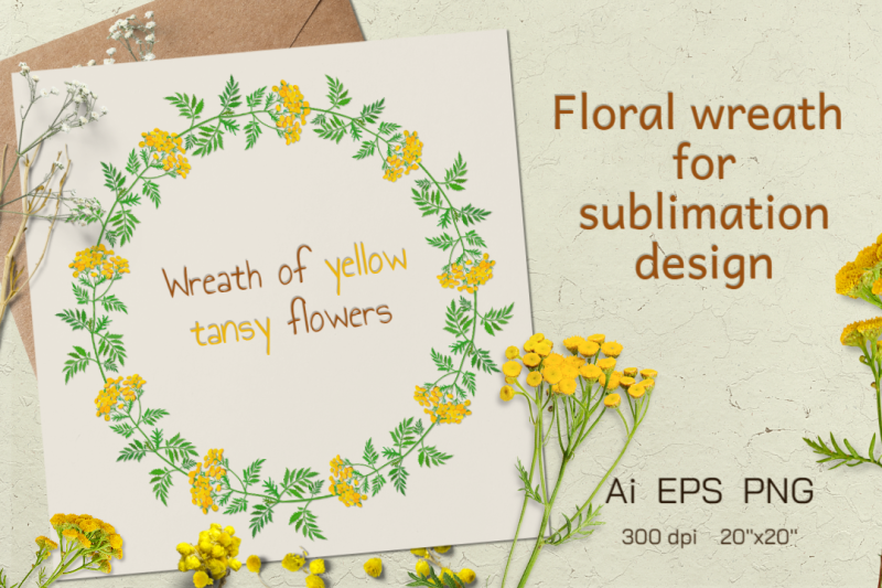tansy-flowers-wreath-sublimation