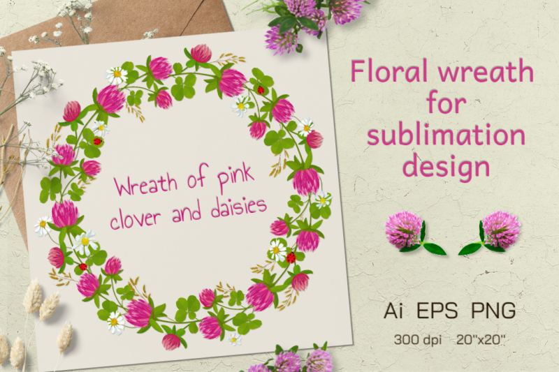 clover-flower-wreath-sublimation-design