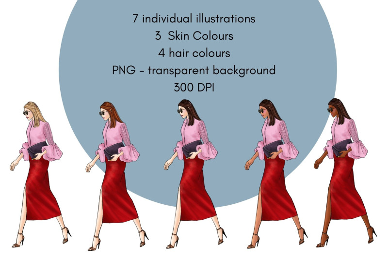 girls-in-skirts-fashion-clipart-set