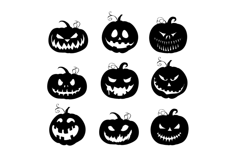 halloween-black-pumpkins-silhouette-collection-vector-autumn