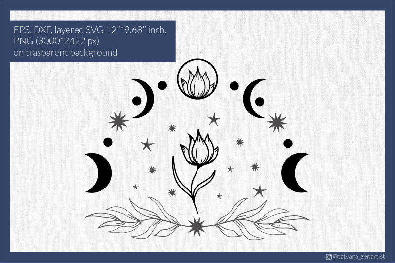 moon-phases-with-flower-svg-bohemian-crescent-moon-svg