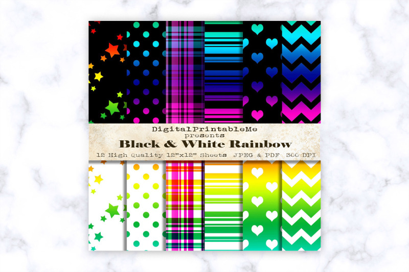 rainbow-digital-paper-12-quot-x-12-quot-patterns-black-white-scrapbook-printab