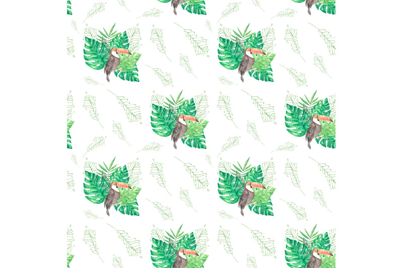 tropics-watercolor-seamless-pattern-toucan-monstera-leaves-tropical