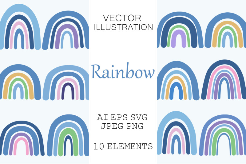 rainbow-vector-rainbow-clipart-blue-rainbow-rainbow-svg