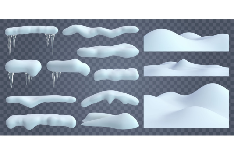 realistic-snow-caps-snowdrift-with-frozen-icicles-and-snow-borders-c