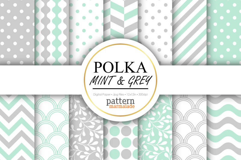 polka-mint-and-grey-digital-paper-pms0204