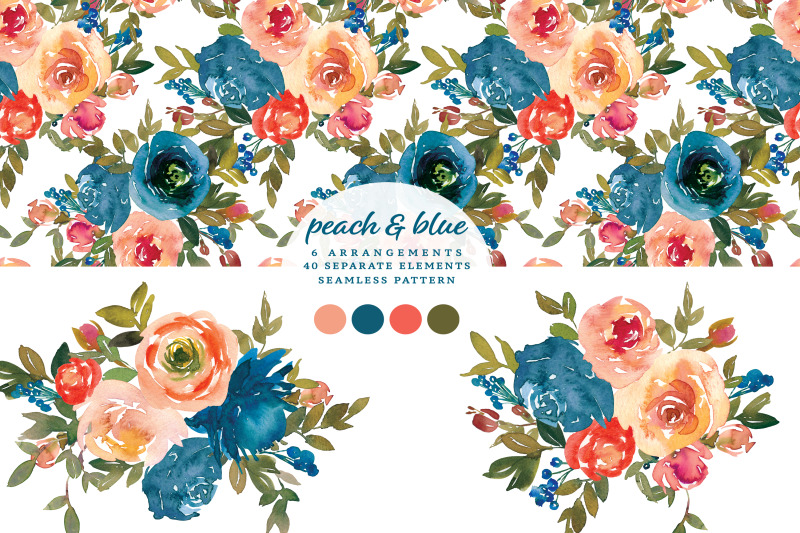 watercolor-peach-amp-blue-floral-clipart-set