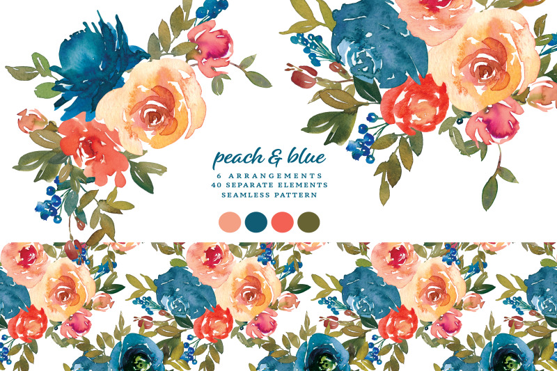 watercolor-peach-amp-blue-floral-clipart-set