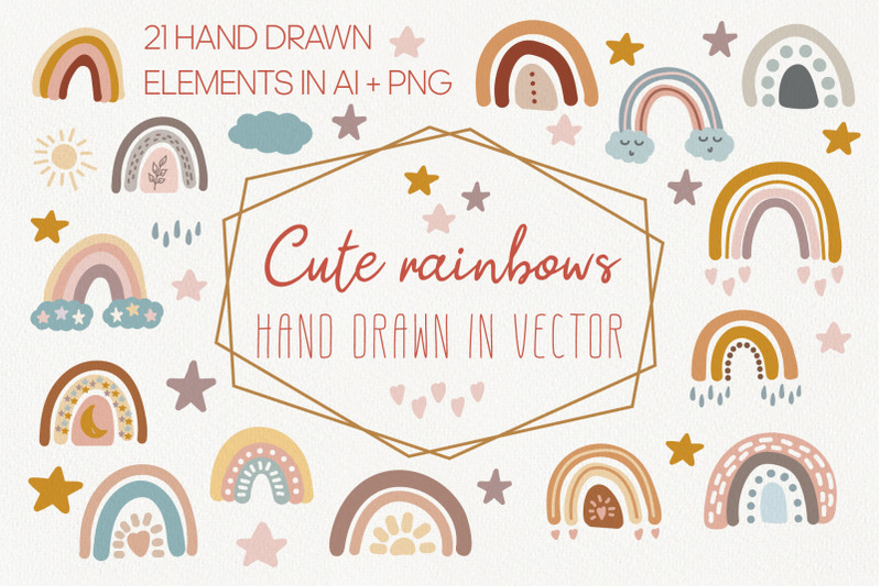cute-vector-rainbows-clipart-set
