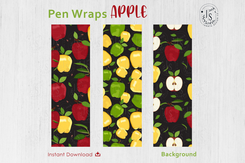 apple-fruit-pen-wraps-png-file-set