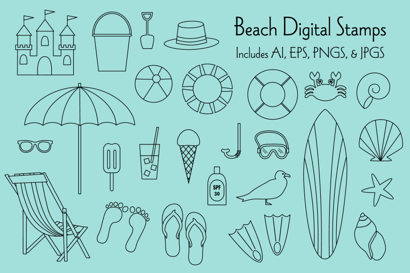 beach-digital-stamps