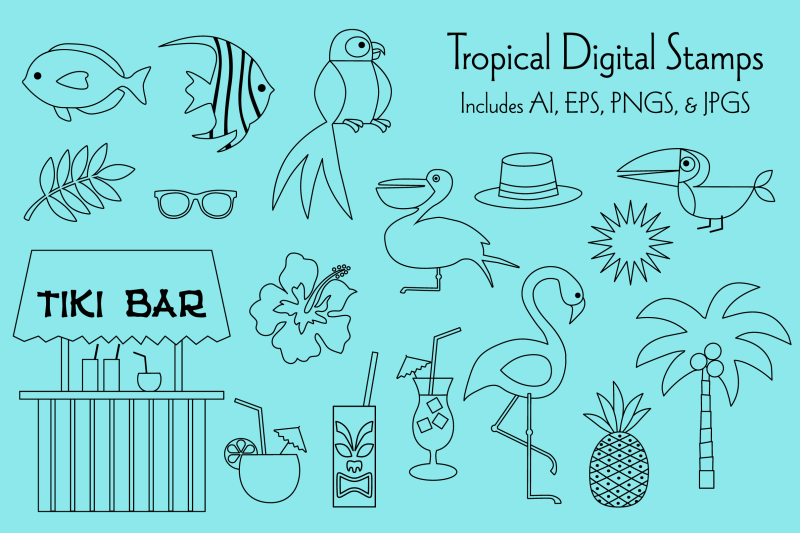 tropical-digital-stamps