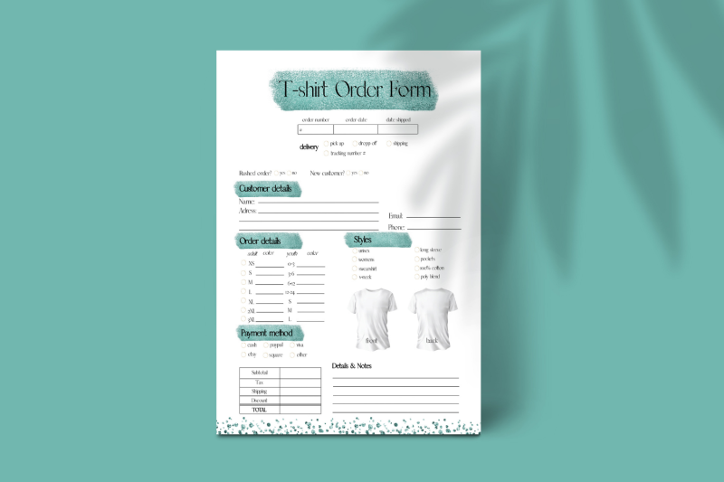 green-t-shirt-order-form-template