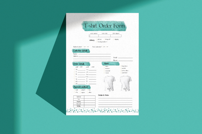 green-t-shirt-order-form-template