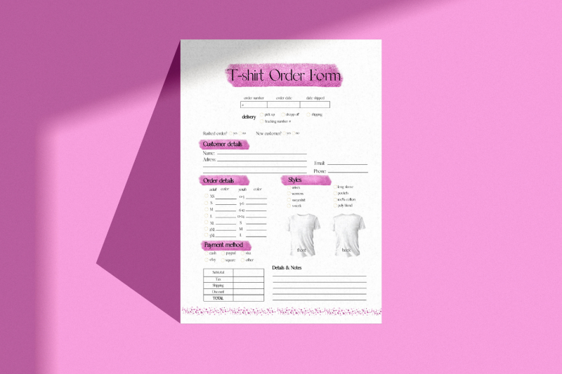 pink-glitter-t-shirt-order-form-template