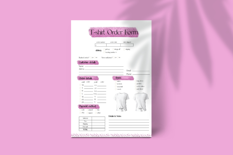 pink-glitter-t-shirt-order-form-template