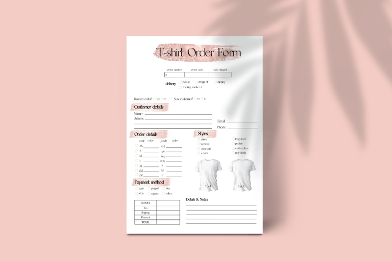 pink-glitter-t-shirt-order-form-template