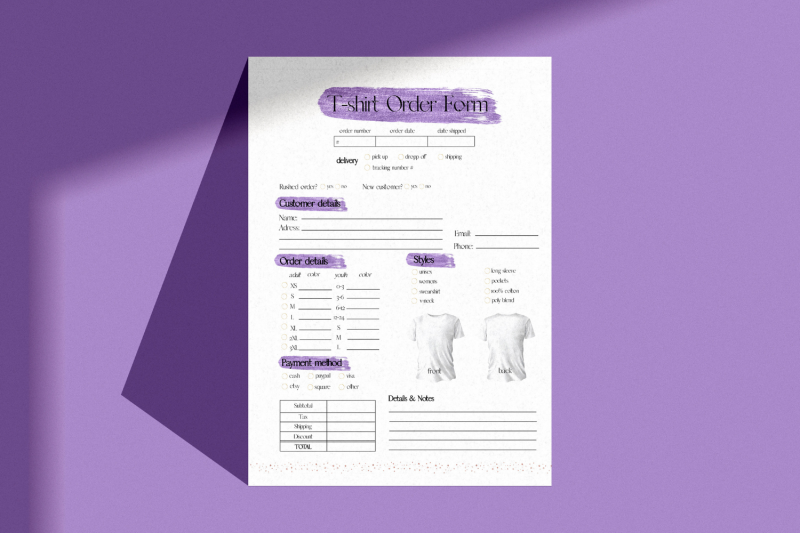 purple-glitter-t-shirt-order-template