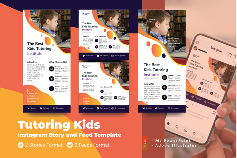 kids-tutoring-instagram-story-and-feed-powerpoint-template