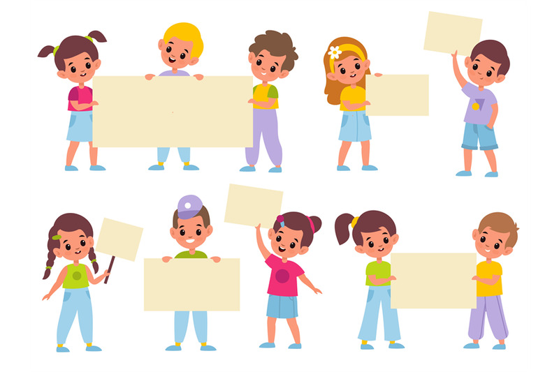 children-with-banners-cartoon-kids-with-blank-placards-in-hands-litt