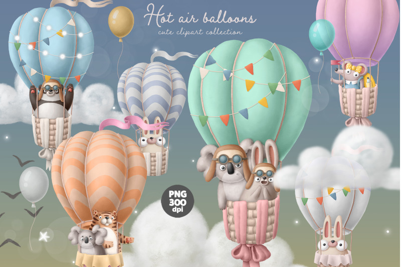 hot-air-balloon-with-animals-cute-clipart-set