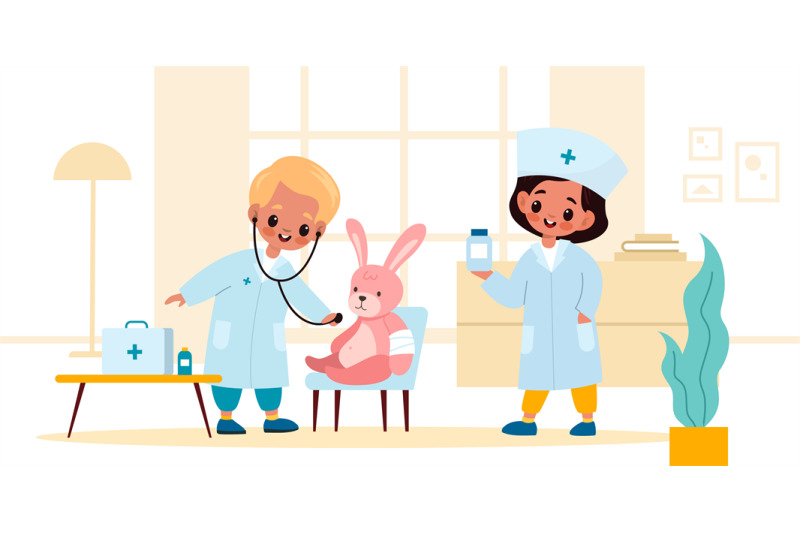 kids-playing-doctor-boy-and-girl-in-medical-uniform-treat-and-examine