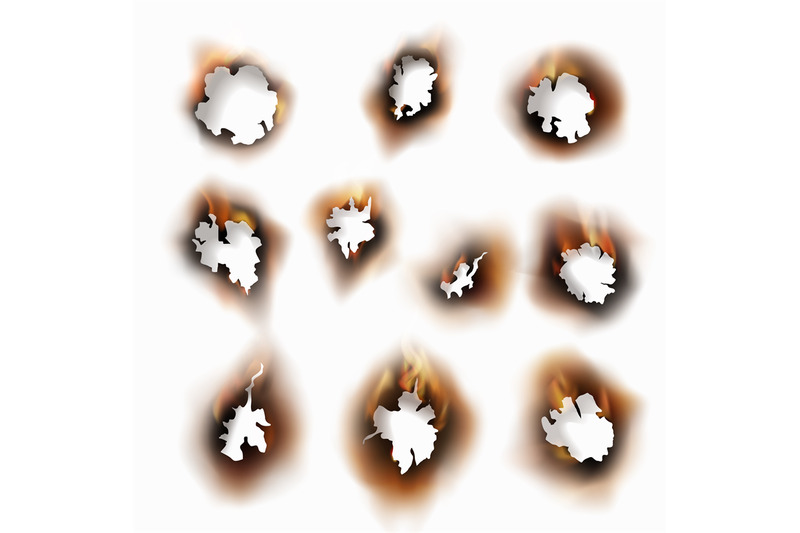 singed-paper-burnt-round-holes-flame-collection-parchment-with-burns