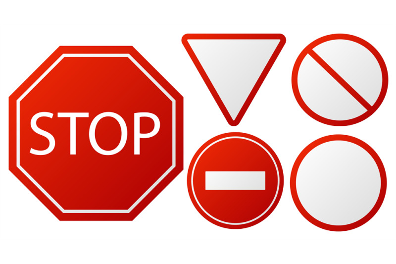 traffic-signs-stop-restricted-road-warning-sign-collection-red-polic