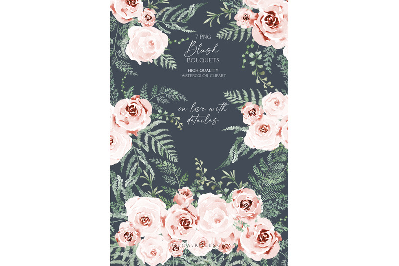 boho-roses-bouquets-clipart-watercolor-fern-floral-borders-png-weddi