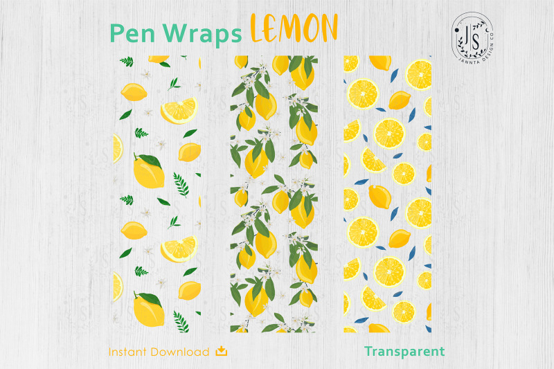 lemon-fruit-pen-wraps-png-file-set