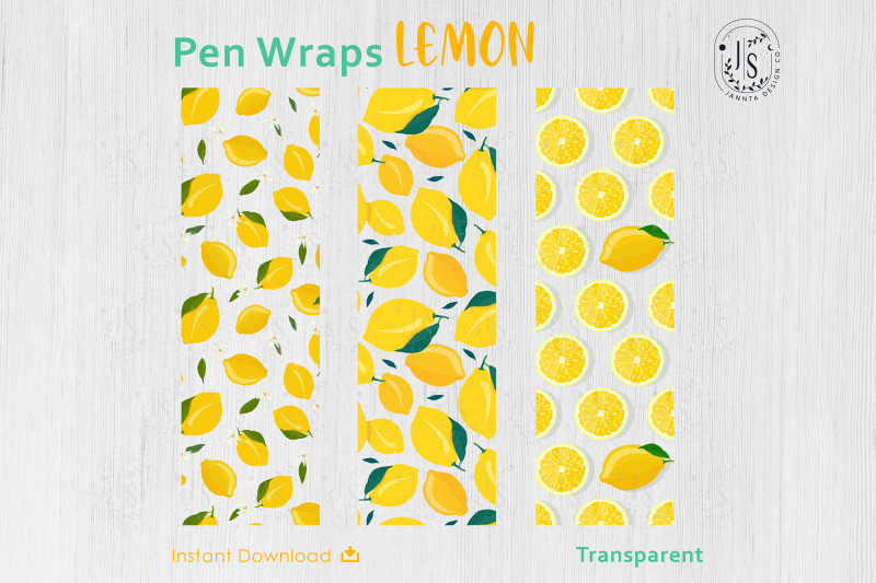 lemon-fruit-pen-wraps-png-file-set