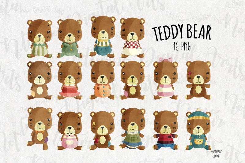 watercolor-teddy-bear-clipart-set-of-16