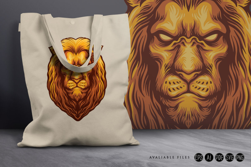 golden-wise-lion-head-mascot-logo-illustrations