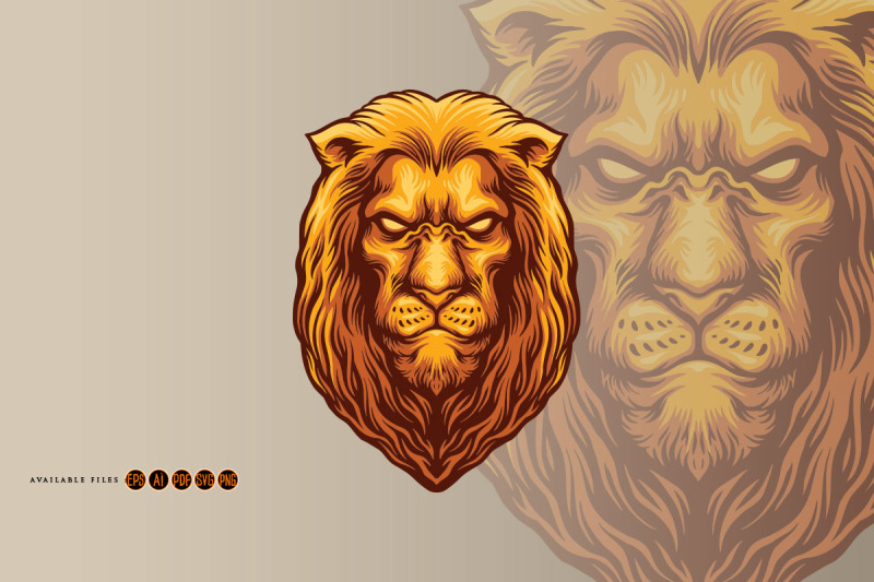 golden-wise-lion-head-mascot-logo-illustrations