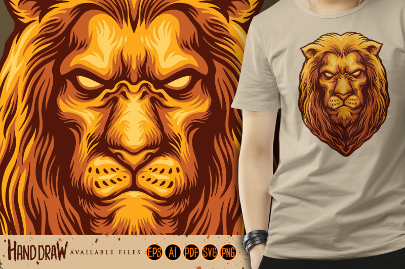 golden-wise-lion-head-mascot-logo-illustrations