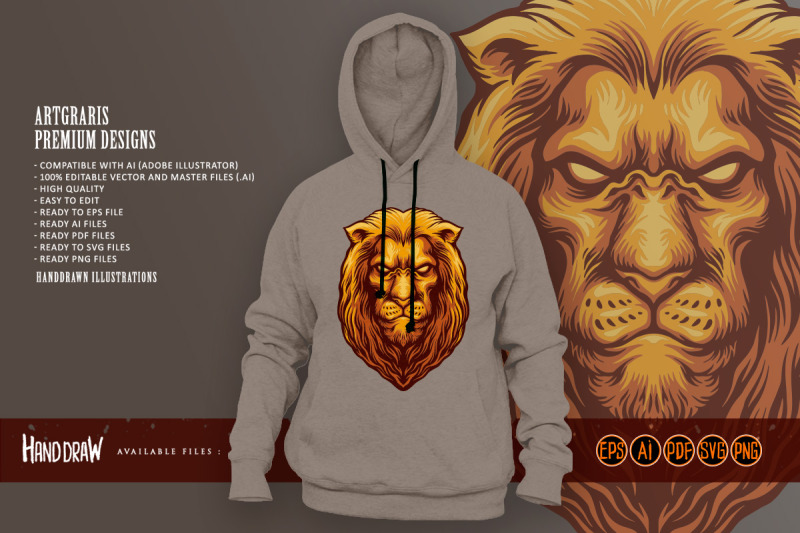 golden-wise-lion-head-mascot-logo-illustrations