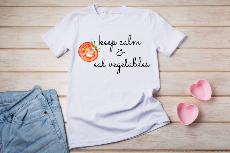 watercolor-vegatables-handpainted-carrot-tomato-radish-cucumber