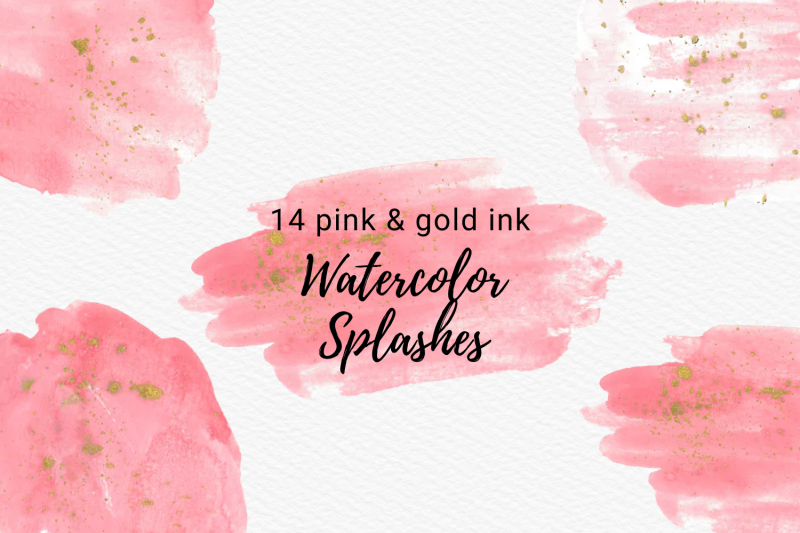 pink-watercolor-splash-with-gold-ink-pink-watercolor-brush-strokes