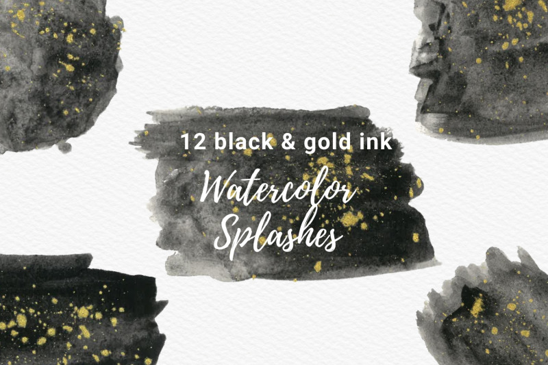 black-watercolor-splash-with-gold-ink-clipart