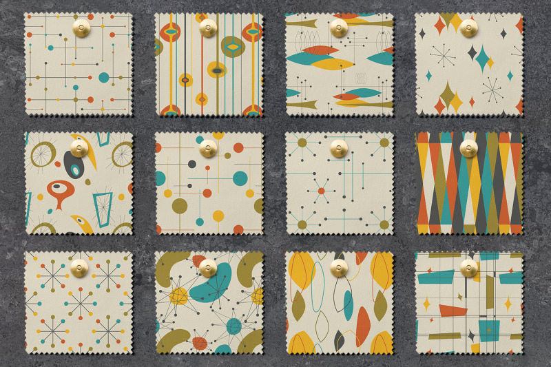 12-seamless-mid-century-modern-patterns-set-2