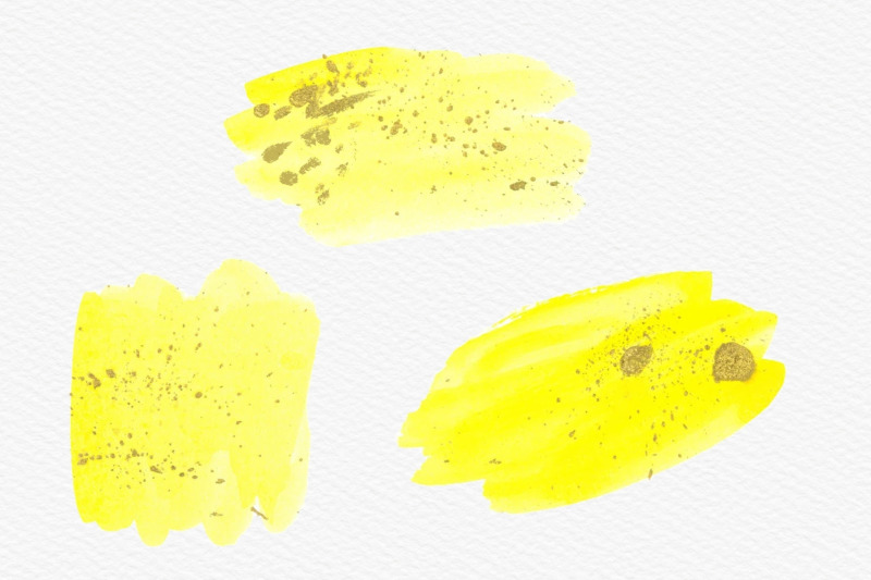 yellow-watercolor-splashes-with-gold-ink-clipart