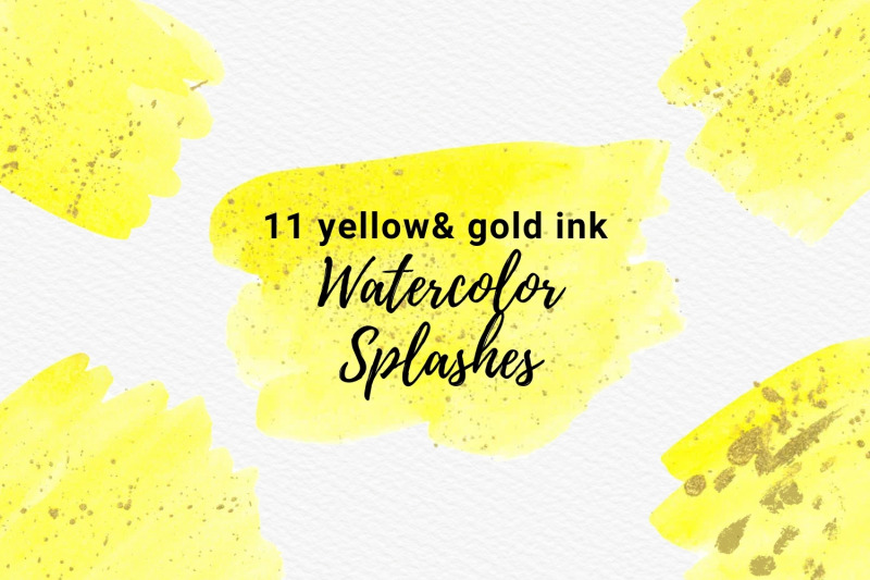 yellow-watercolor-splashes-with-gold-ink-clipart